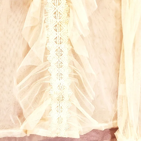 NEW: SHEER MOCK NECK RUFFLED BLOUSE - Picture 4 of 16